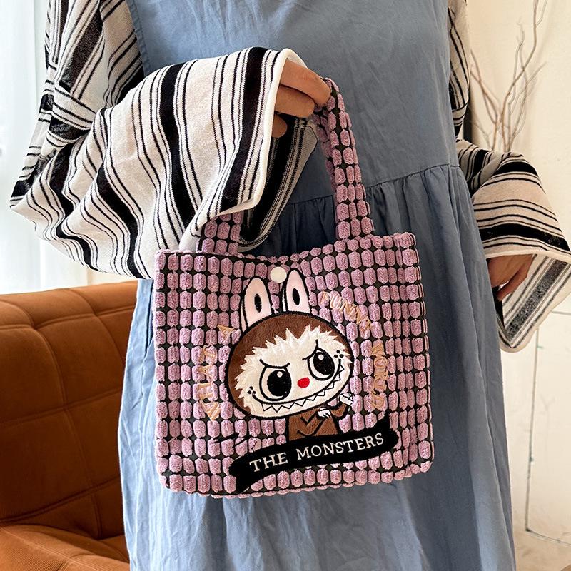 Autumn and winter plush bag for women, cute crossbody handbag, cartoon tote bag, versatile Labu doll bag