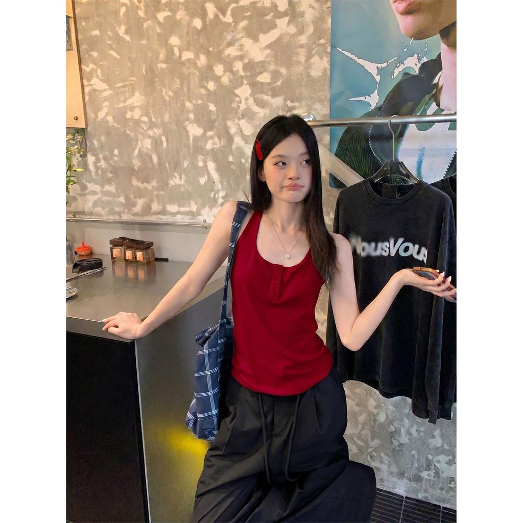 Dopamine blue sling vest women's summer wear backless design sense Spice girls wear slim fit beautiful sleeveless top