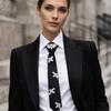 Black Rhinestones Tie Academic Style Decoration Shirt Tie Temperament Long Necktie  Students