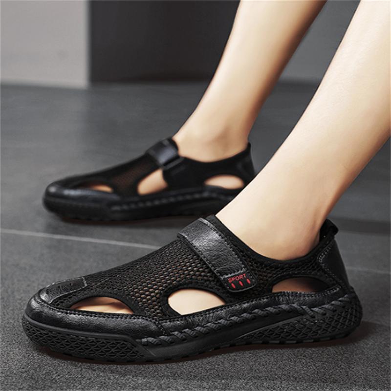 High Quality Sandals Breathable Men Shoes Mesh Outdoor Men Hollow Sandals Antiskid Beach Sandals Flat Footwear Zapatillas Hombre