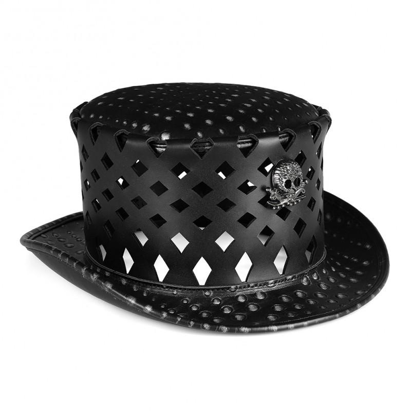 Plague Doctor Hat Cosplay Accessory Medieval Costume PU Leather Short Brim Round Top Black
