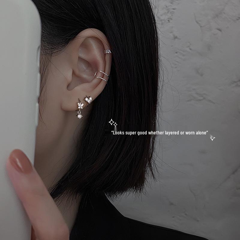 Women's Trendy Geometric No-Piercing Ear Cuff Set - Retro Korean Hip Hop Style Earrings