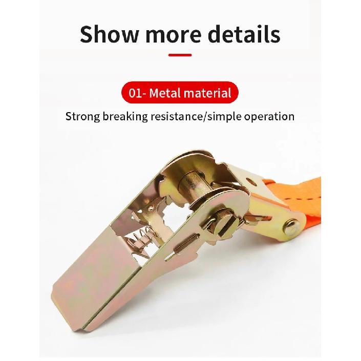 Heavy Duty Metal Buckle Tie-Down Cargo Straps for Car and Truck - Strong Ratchet Belt for Secure Luggage and Cargo Transport
