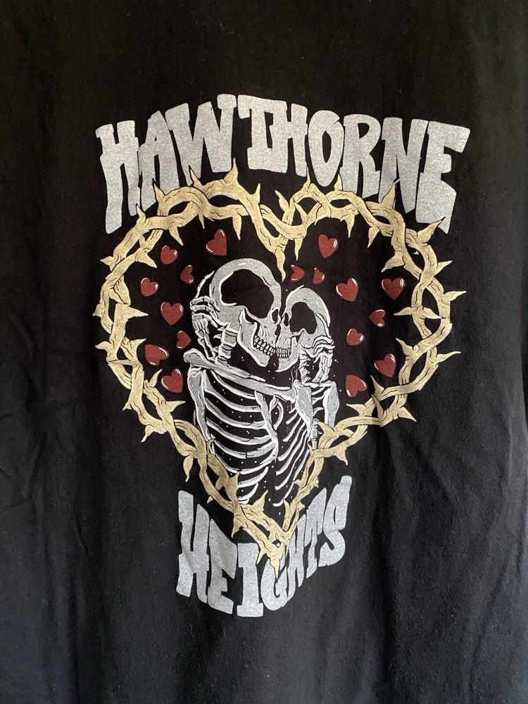 Hawthorne Heights Emo Skull heart Lovers kissing hearts TShirt  S023 Unisex T-Shirt XXXL