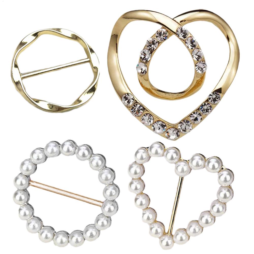 4pcs Scarf Ring Clips Metal Round Waist Buckle Clip T-Shirt Tie Pin Clip Fashion Women Clothes Hat Belt Decor Ring Wrap Holder