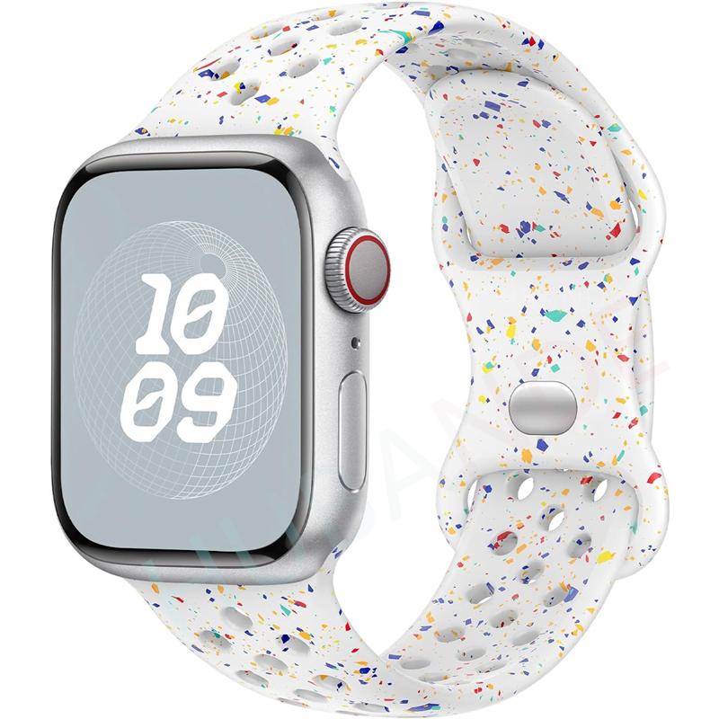 Sport Strap for Apple Watch Band 44mm 45mm 46mm 49mm/38mm 40 41mm Colored Particles Rubber Band IWatch Ultra 11 10 9 8 7 6 5 SE