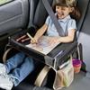 Car Seat Travel Tray Foldable Waterproof Lap Desk Portable Multifunctional Table Board Snacks Toys Cup Storage Pockets