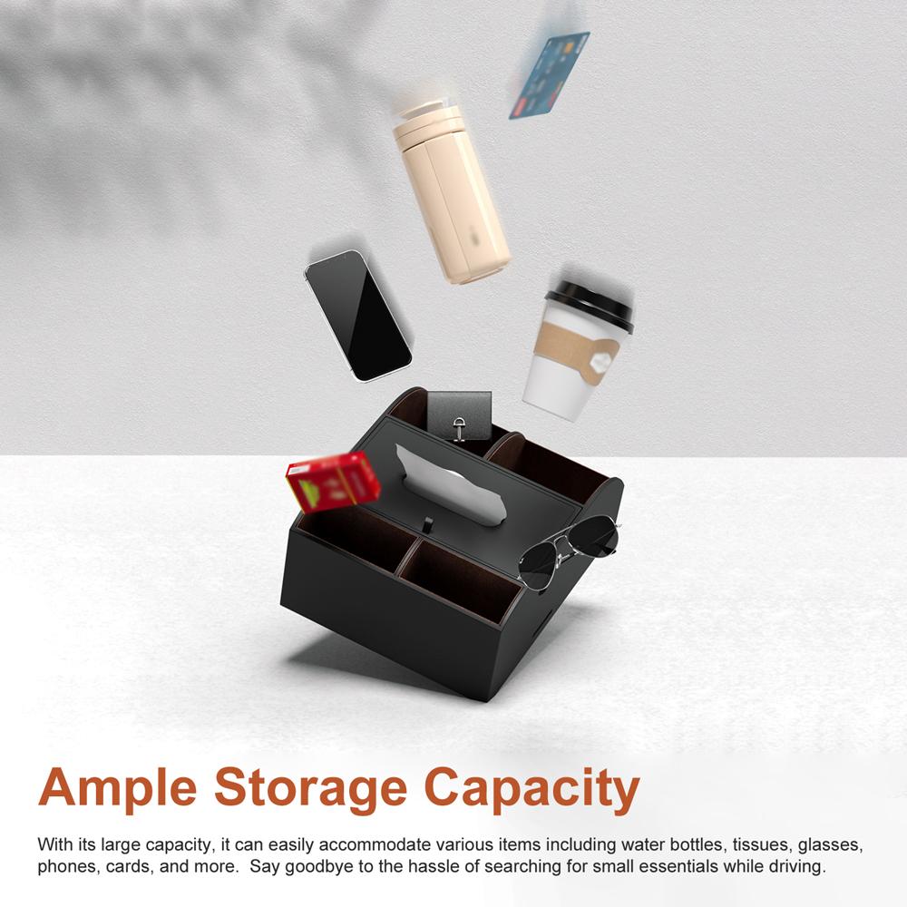 Car Armrest Storage Box Multi-Functional Tissue Box Console   Leather Interior Cup Holder for Car Truck SUV