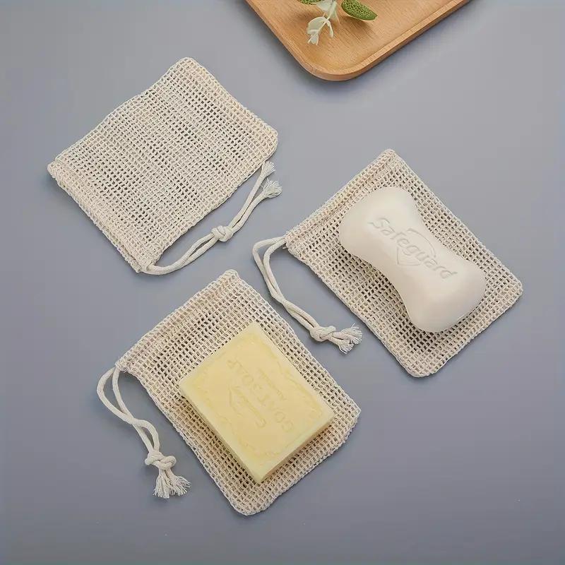 1/3/5pcs Natural Cotton Linen Foaming Soap Bag Saver Net Mesh Massage Exfoliator Pouch Bathing Bubble Maker Cleaning Tool