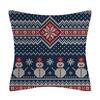 New Dark Blue Wool Knitted Style Christmas Linen Pillowcase Cartoon Sofa Pillowcase Cushion
