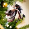 Funny 2D Horse Car Pendant Cartoon Prank Flat Decoration Acrylic Vehicle Interior Decor Ornament Auto Accessory