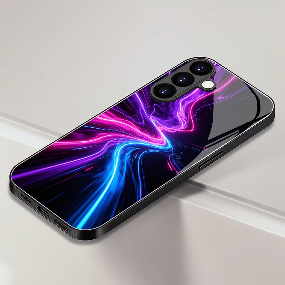 Artistic abstract tempered glass phone case suitable for Samsung GalaxyS26 S25 S24 S23 S22 S20FE/Ultra/Plus anti drop back cover
