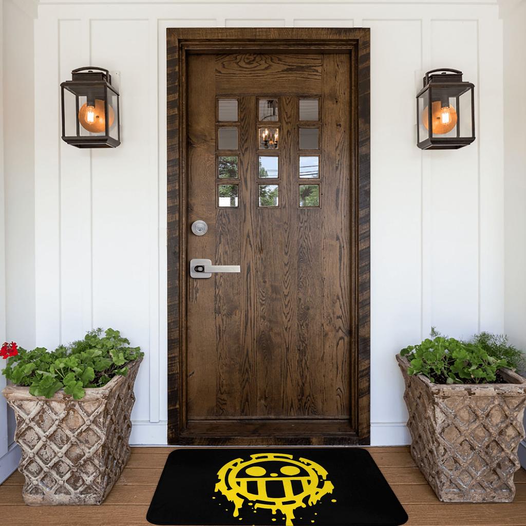Manga One Piece Front Door Mat Anti-Slip Indoor Absorbent Heart Pirates Trafalgar Law Doormat Floor Bath Entrance Rug Carpet