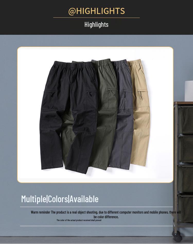 Men's Plus Size Loose Fit Elastic Waist Workwear Pants for Autumn and Winter.