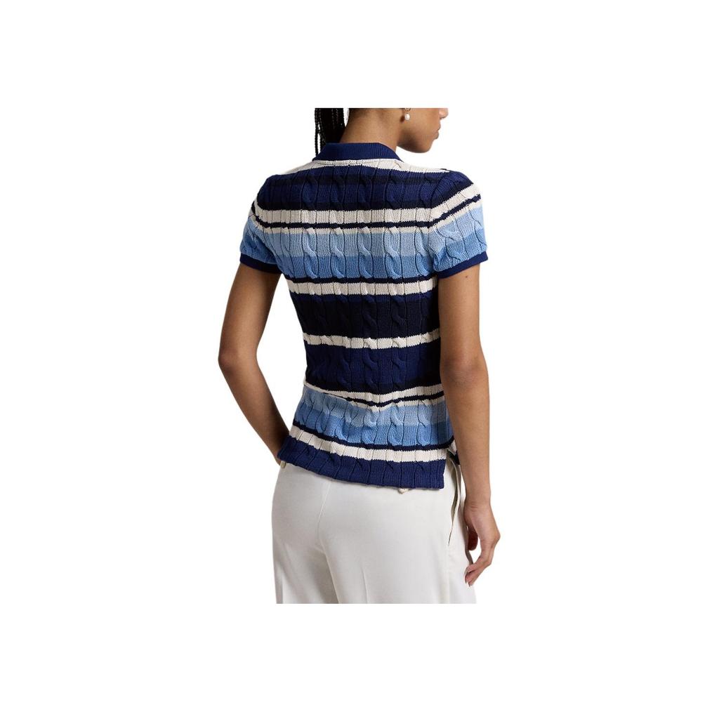 Polo Ralph Lauren Koszulka Polo z Krótkim Rękawem w Paski Slim Fit Damskie topy Niebieski WMPOKNINB920187-999