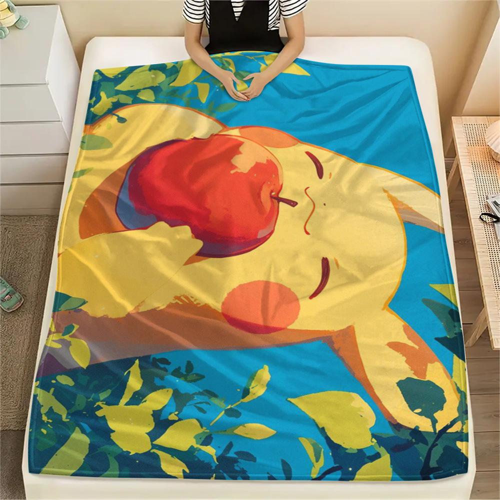 Pikachu Print Flannel Blanket Warm Comfortable for Sofa Bed Couch and Travel.-TING