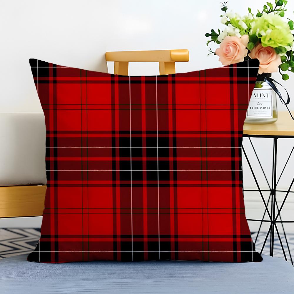 scottish Tartan Cushion Cover Washable Linen comfort Soft  for Sofa Bed Cozy Home Room Decor