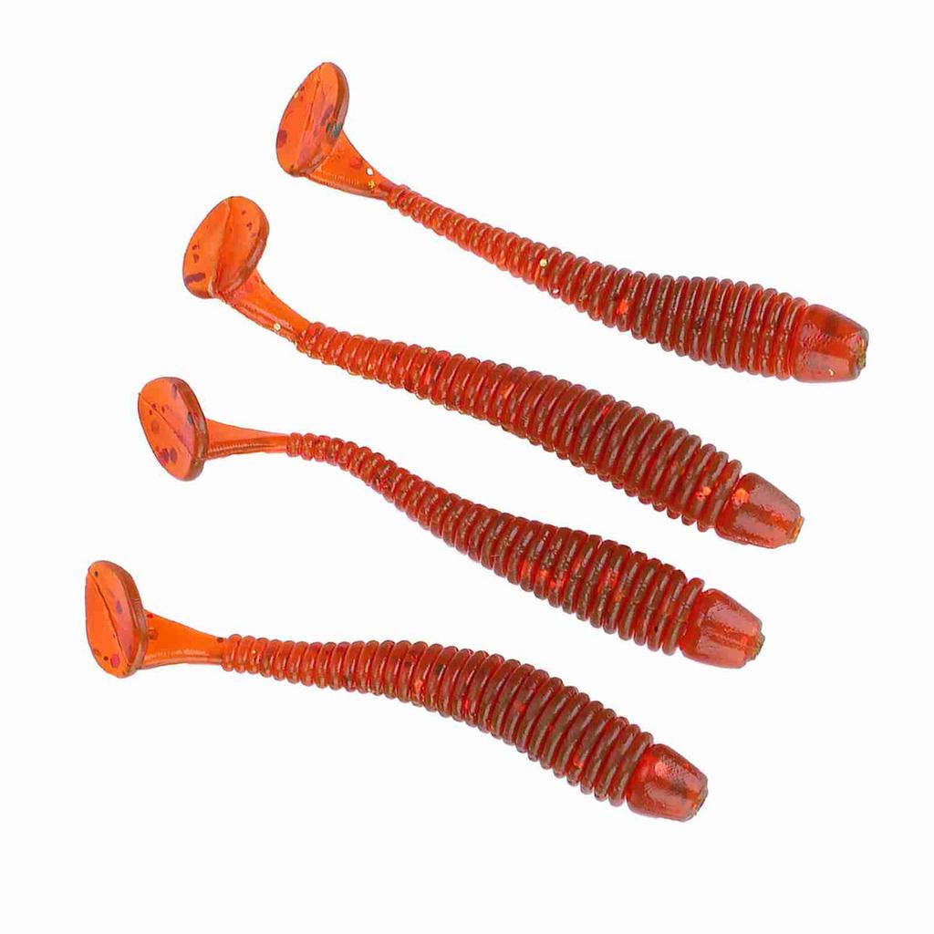 50 STÜCKE 5cm Weichplastik Angelköder T-Schwanz Made Wurm Köder Angelzubehör Rot