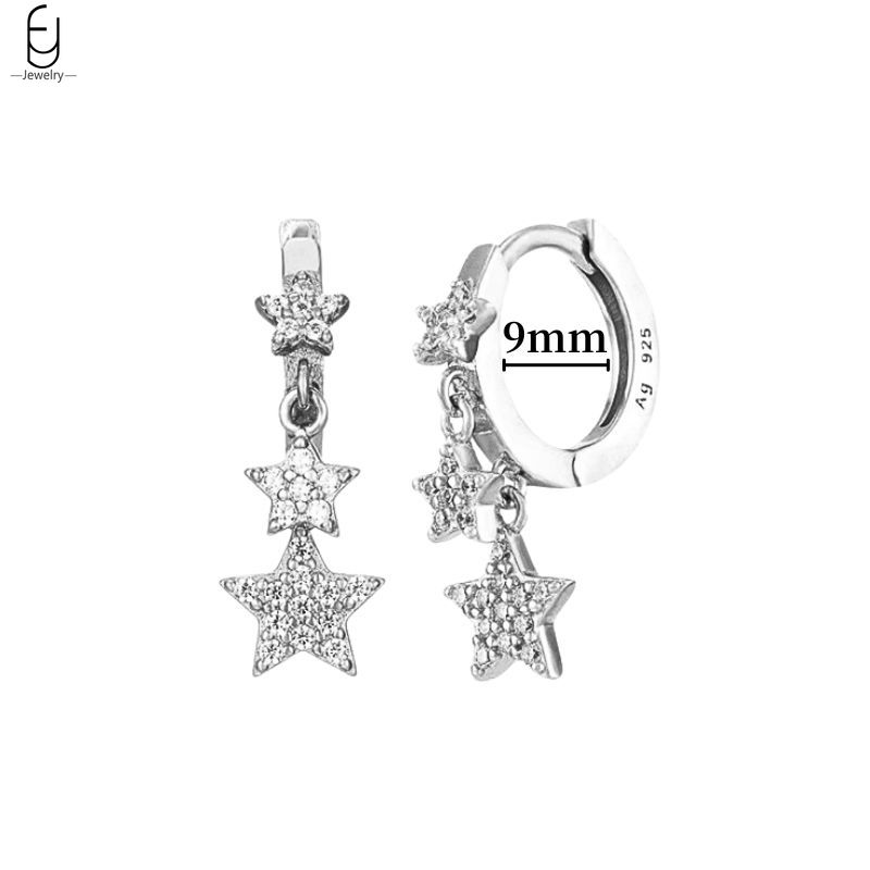 925 Silver Ear Buckles Fashion Hoop Earrings White Crystal Luxury Women's Earrings Wedding Women's Jewelry Premium Gift