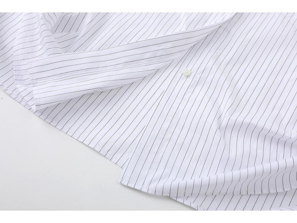 In Stock: 2026 Spring Fashionable Versatile Bud Sleeves Cotton Striped Shirt Top for Women