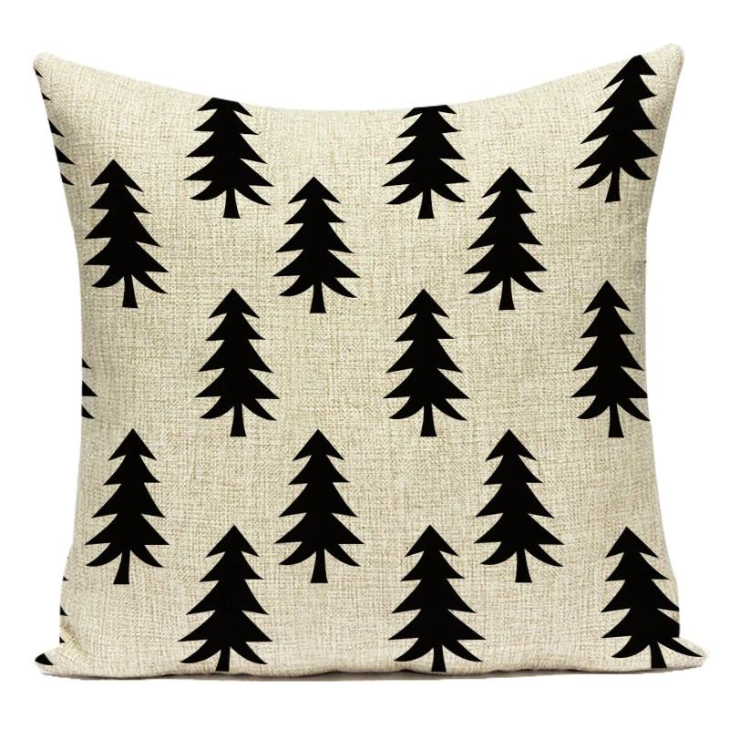 Black White Letter Cushion Cover Polyester Animal Bear Deer Stripes Pillow Case Sofa Bedroom Chair Home Decor Pillow Cover