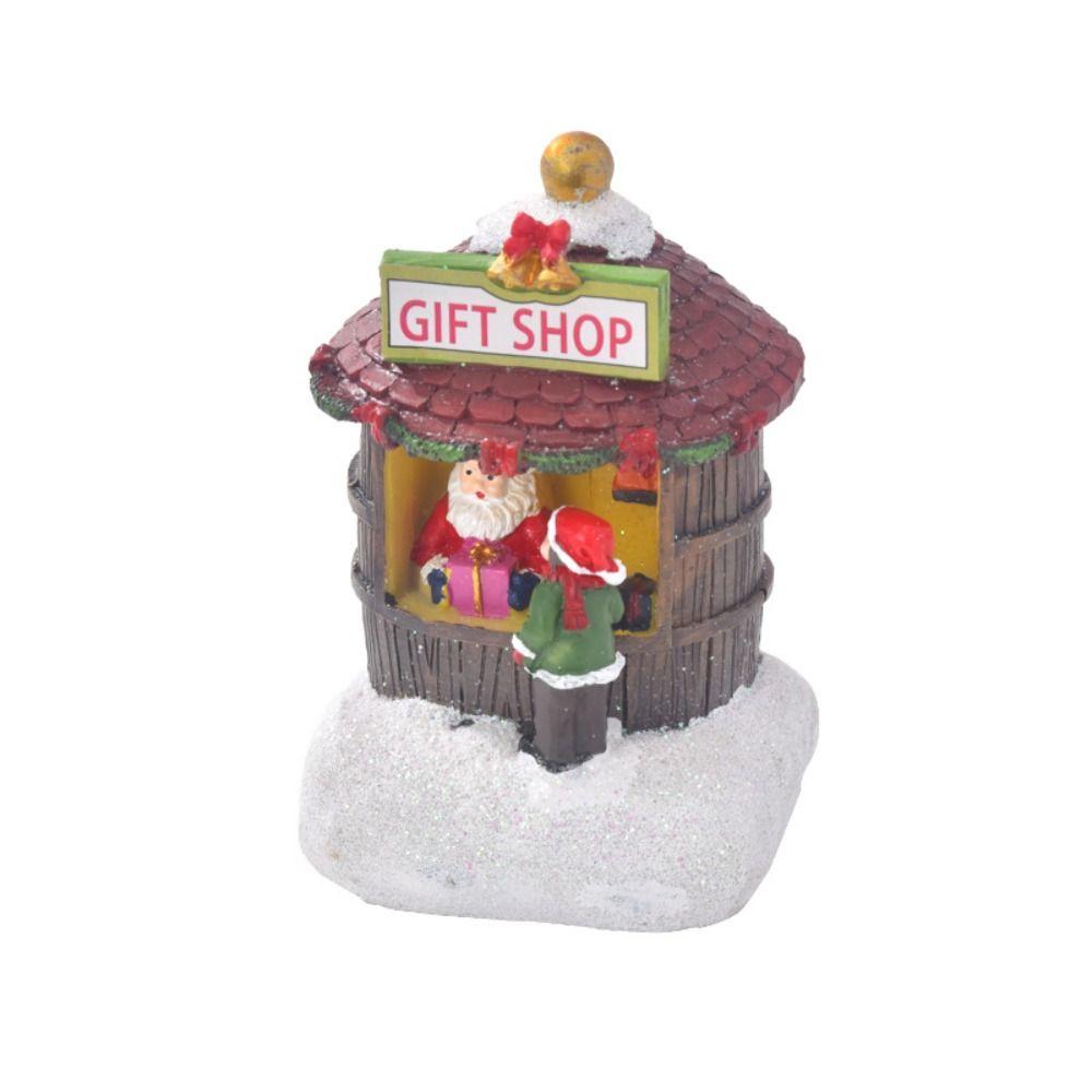 2025 Resin Christmas Luminous House Small Miniature Ornaments Xmas Resin Houses Colorful Christmas Night Lights Gifts