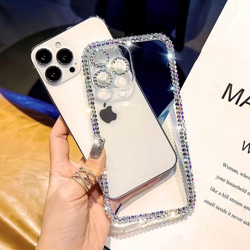 For iPhone15 14 13 12 11 Pro Max X XR XS Transparent All Inclusive Drop Resistant Soft Silicone Protective  Diamonds Phone Case Goddess Luxury Flash