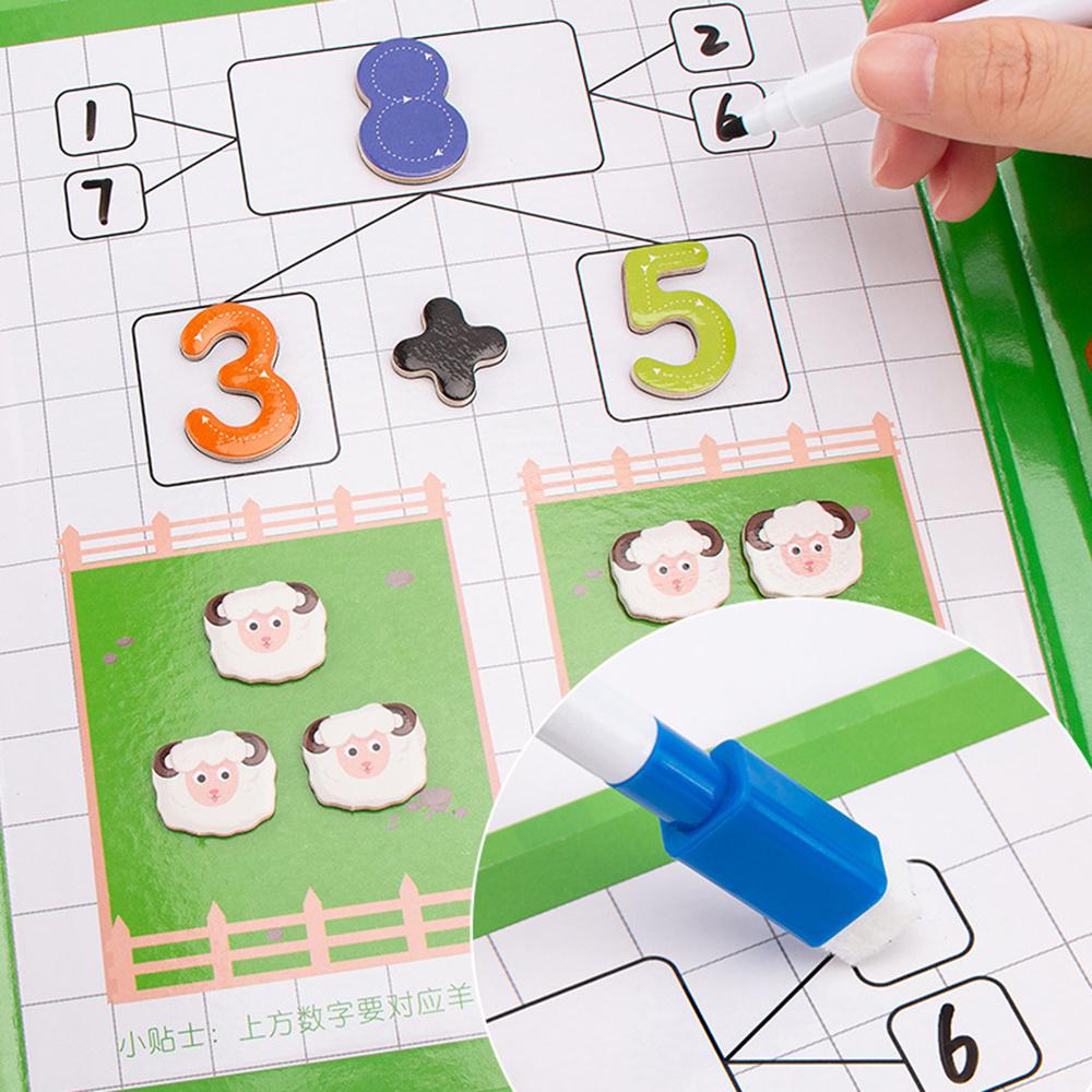 Wood Magnetic Book Mathematics Puzzle Calculate Game Learning Arithmetic Toy