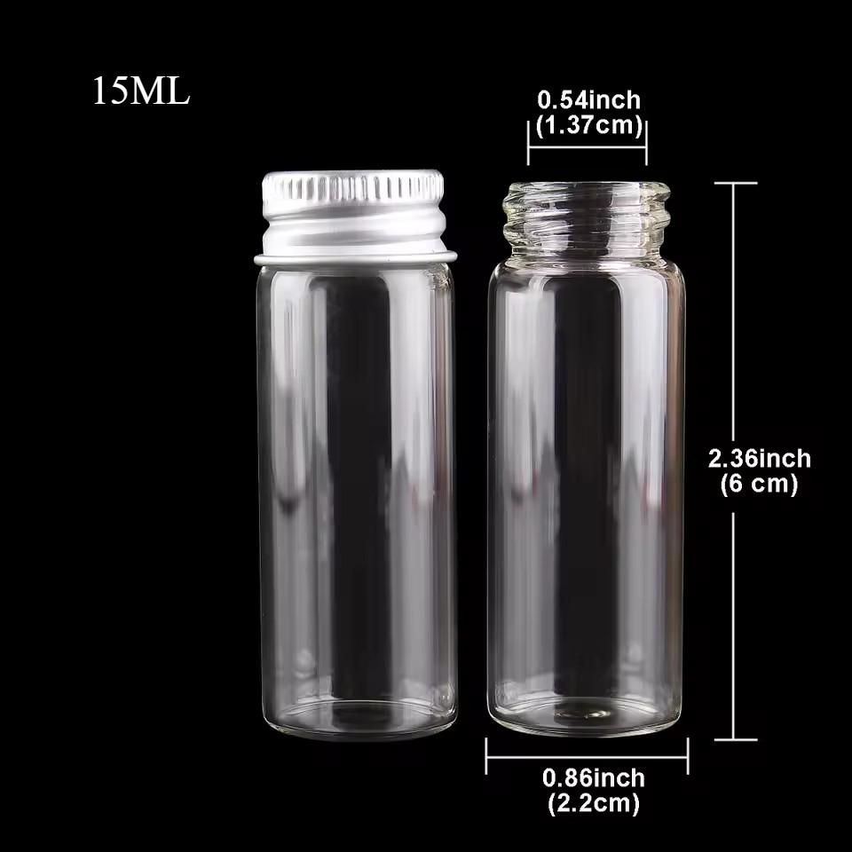 5ml/10ml/15ml/l/20ml/Glass Bottles with Aluminium Lids Small Mini Glass Jars Small Glass Bottles with