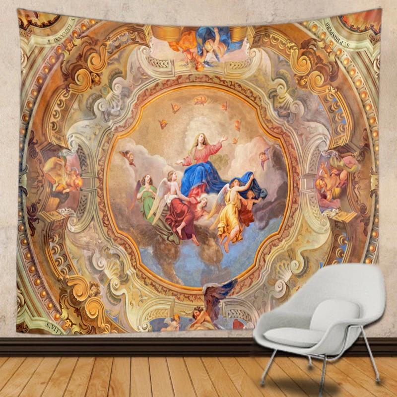 Vienna Christian Church Tapestry Home Boho Decor Witchcraft Wall Art Mural Drop Wall Cloth Christ Lord Angel Wall Tapestry