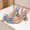 Elegant Flower String Bead Decoration High Heels Women Fashion Transparent PVC Pointed Toe Designer Shoe Sexy Banquet Dress Shoe