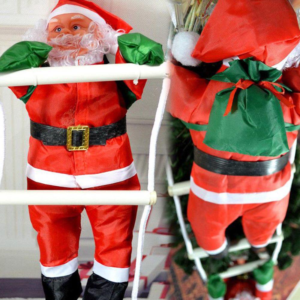 Hanging Decor Cartoon Window Decor Xmas Ornaments Santa Claus Party Ornament Climb Ladder Doll