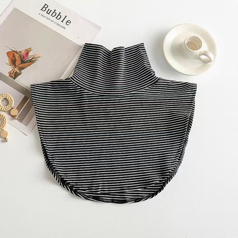 1Pc Neck Guard Clothing Decoration Turtleneck Elastic Detachable Removable Fake Collar Warm Cotton Fashion Striped