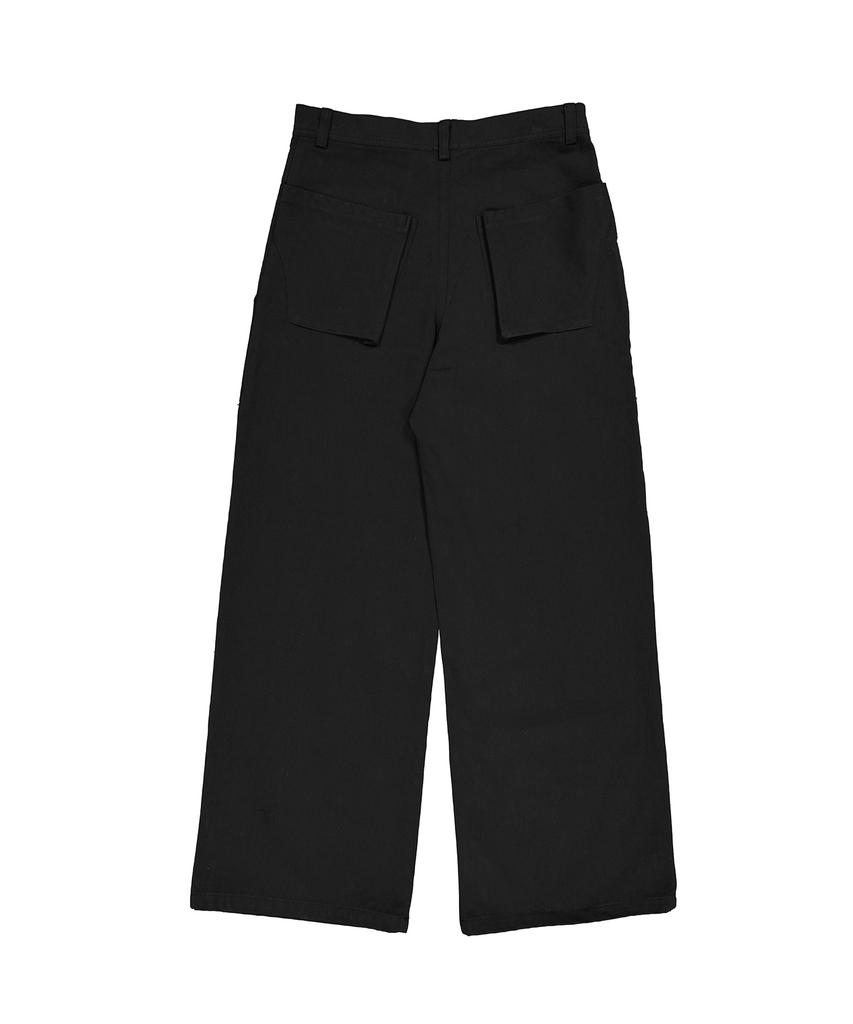 Laekeulopeu Zip Housing Loose Trousers - Black