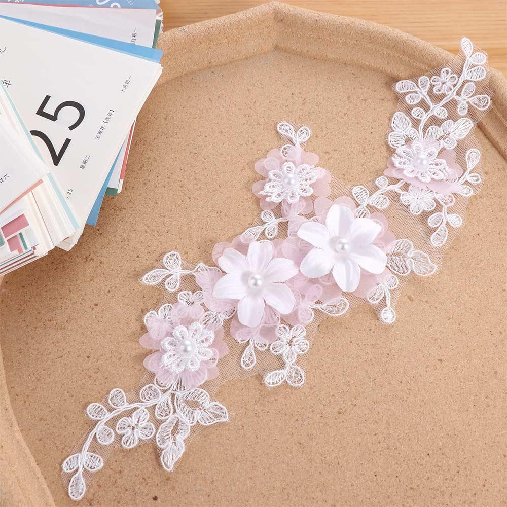 Lace Clothing Patches Beaded Clothing Applique Embroidery Flower Appliques  Dressmaking