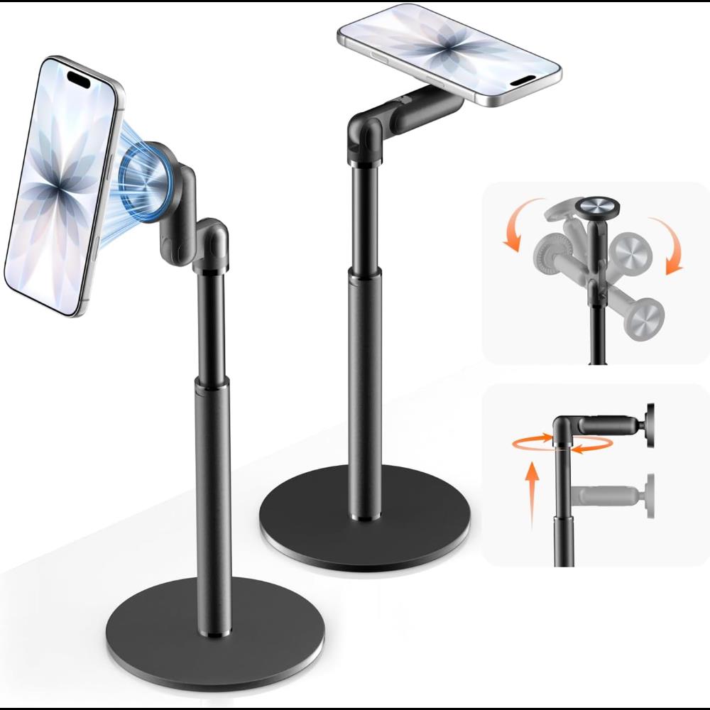 5-Axis Magnetic Phone Tablet Stand 360° Horizontal Rotation Secure Adhesion Portable Office Stand with Height Adjustment 7