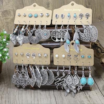 Damen Boho Ohrringe Ohrstecker Hängende Ohrringe Vintage Silber Türkis Inlay Strass Design Lebensereignisse/Anlass Geschenke