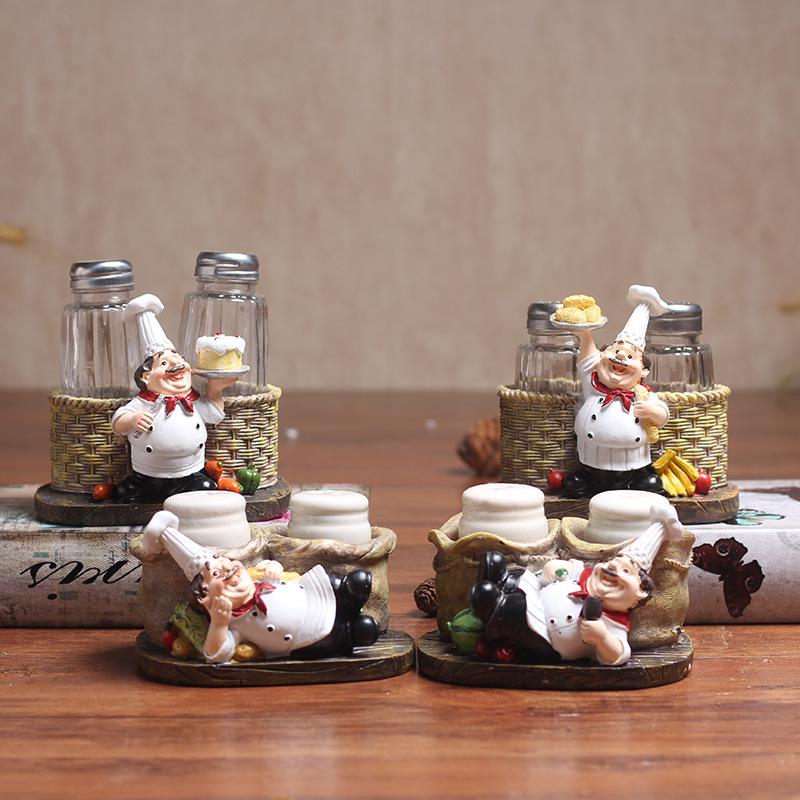Retro American Country Chef Seasoning Jar - Stylish Home or Cafe Decoration Ornament