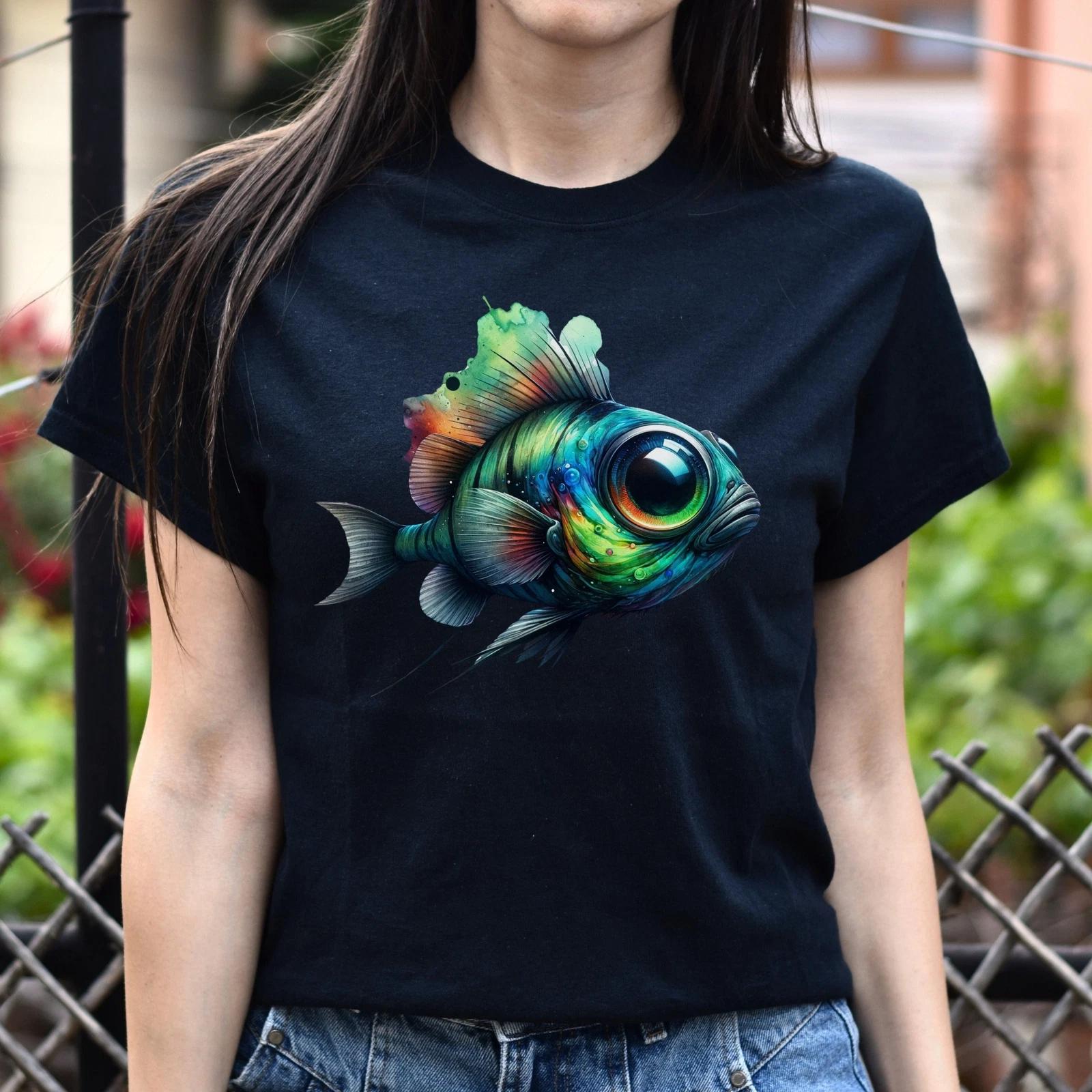 Barreleye Fish spook fish Color Splash Unisex T-shirt Black Navy Dark Heather S