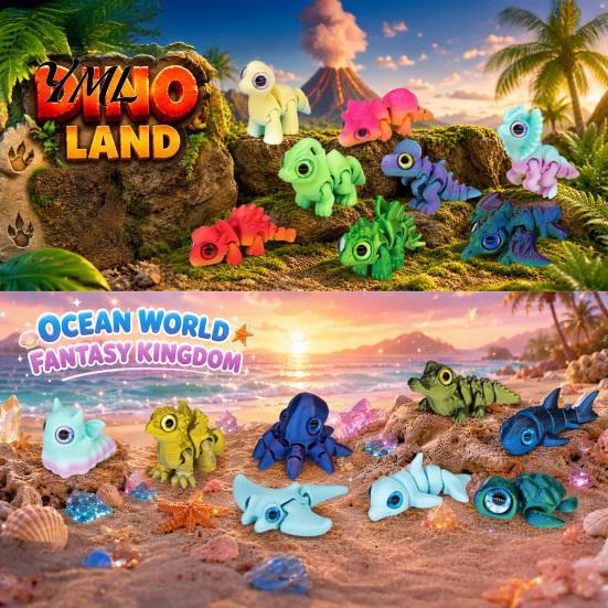 Creative Gift Ideas for Kids 3D Printed Animal Advent Calendar, 24-Day Dinosaur Ocean Land Miniature Toys Collection Figure Countdown Set, Christmas