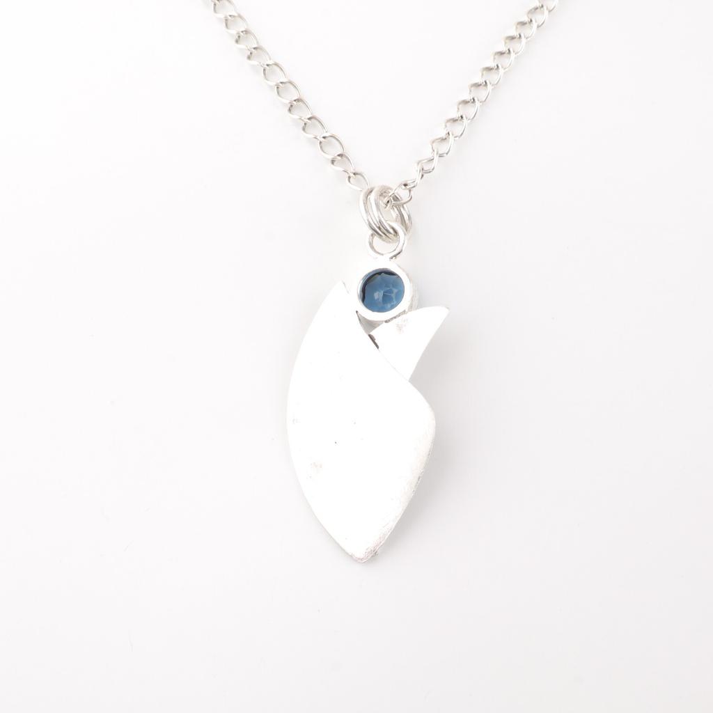 Rare London Blue Topaz Gemstone 925 Sterling Silver Jewelry Handcrafted Pendant PP-36-6