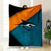 Fierce Shark Graphic On Color Blocks Patterned Flannel Blanket Perfect for the Bedroom Living Room, Sofa, or a Little Nap