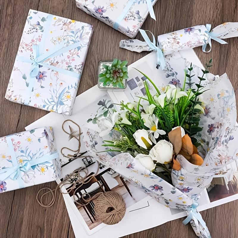 10 Arkuszy/zestaw Papier Tkankowy Kwiatowy Wzór Roślin i Kwiatów Do Pakowania Prezentów, Rękodzieła, Dekoracje Urodzinowe, Ślubne, Materiały do Bukietów, Wszechstronny Papier Dekoracyjny