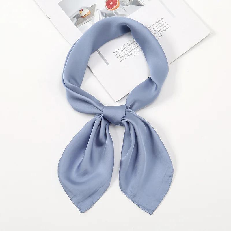 70cm Solid Color Simple Silk Scarf Women Imitation Silk Fashion Versatile Headwear Bag Accessories Clothing Square Scarf