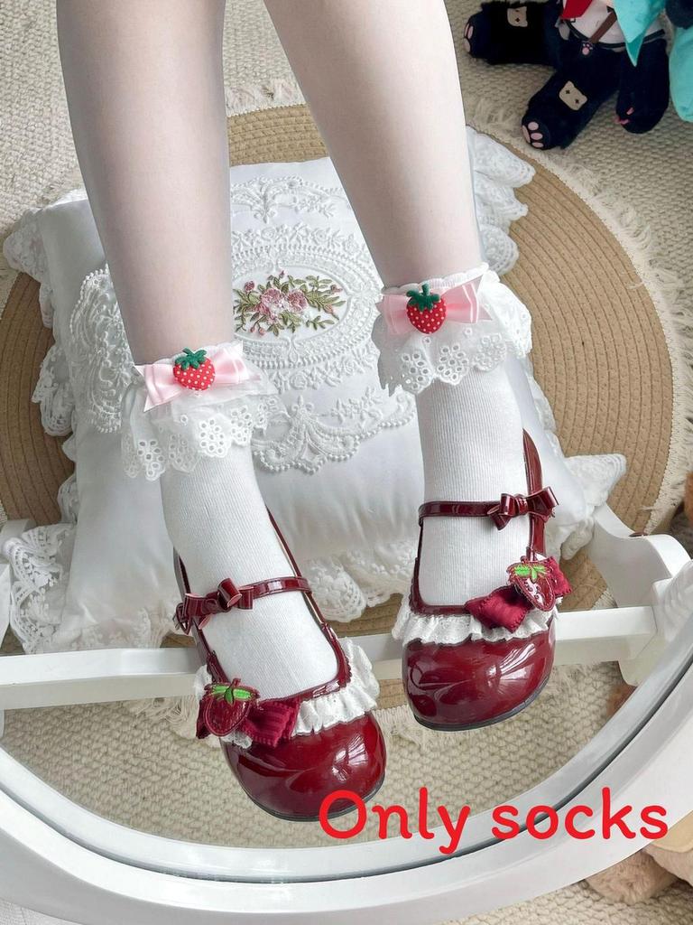 Lolita Cotton Hollow Lace Summer Socks With Bow Accents For Women And Teens
