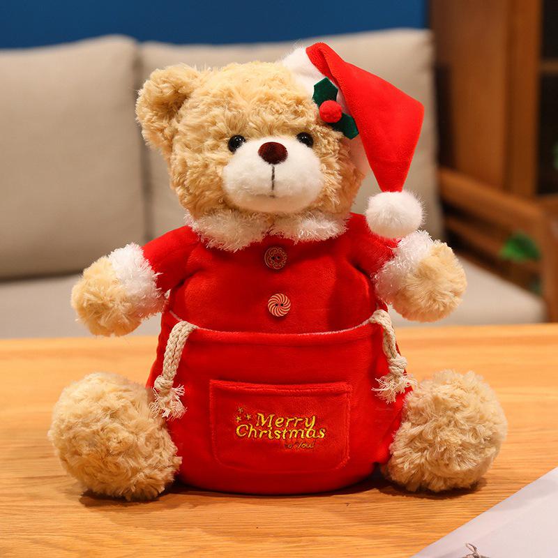 

Christmas Teddy Bear Plush Toy & Storage Bag - Huggable Decor Doll 32cm