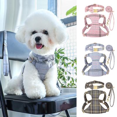 Nylon Hunde Halsband Geschirr Leine Set Verstellbar Welpen Hunde Geschirre Weste Niedliche Schleife Haustier Halsbänder Mit Leine für Kleine Mittlere Hunde