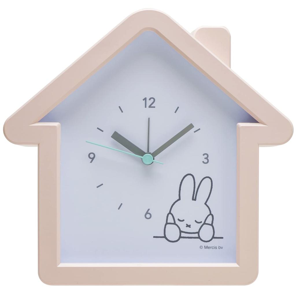 Factory Miffy Analog Continuous Second Can be Used as a Table or Wall T'S House-Shaped Clock, Silent, Hand, Clock, Pink, MF-5520345PK