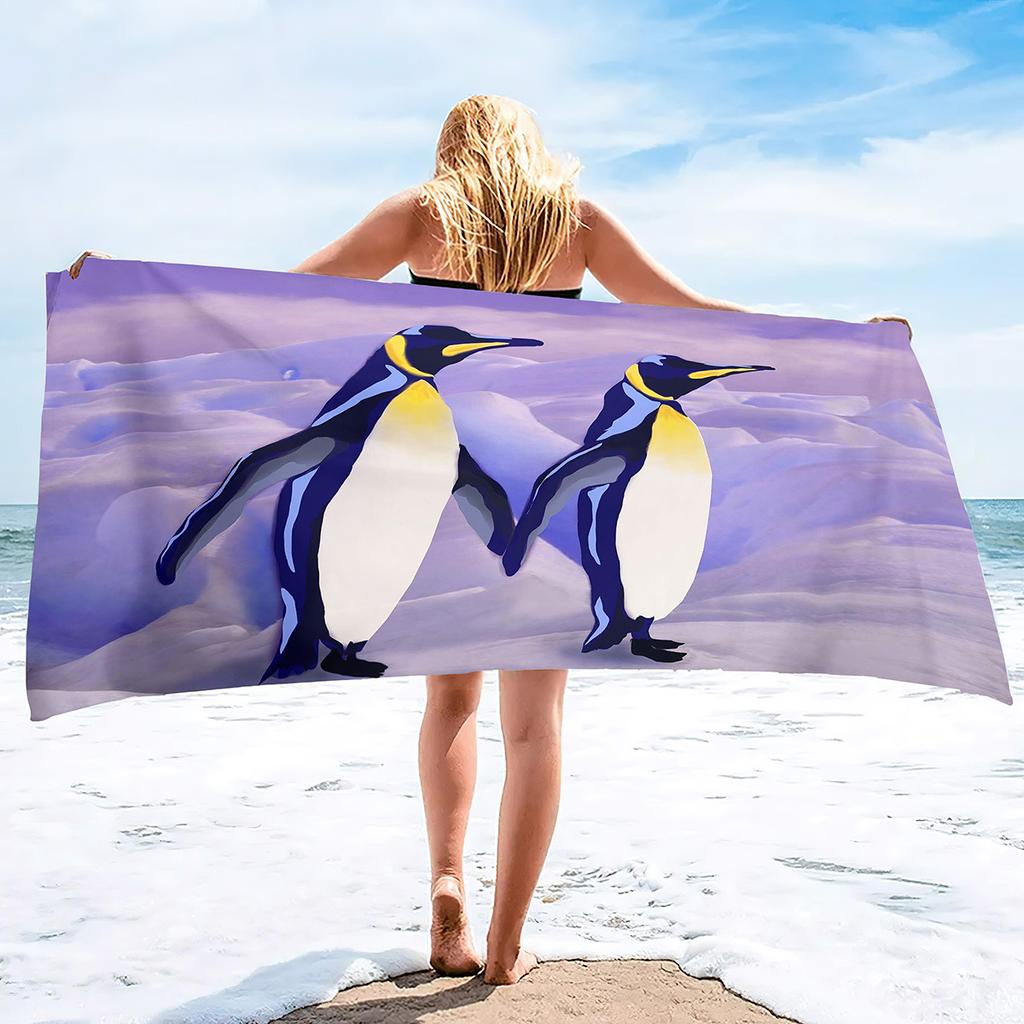 Serie di Stampa Pinguino Piccolo Telo Mare Villaggio Turistico al Mare Asciugamano da Bagno per Nuoto Asciugamano Sportivo