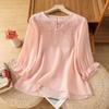 2026 Artistic Summer Embroidered Top: Soft, Breathable, Loose Fit with Ruffle Cuffs